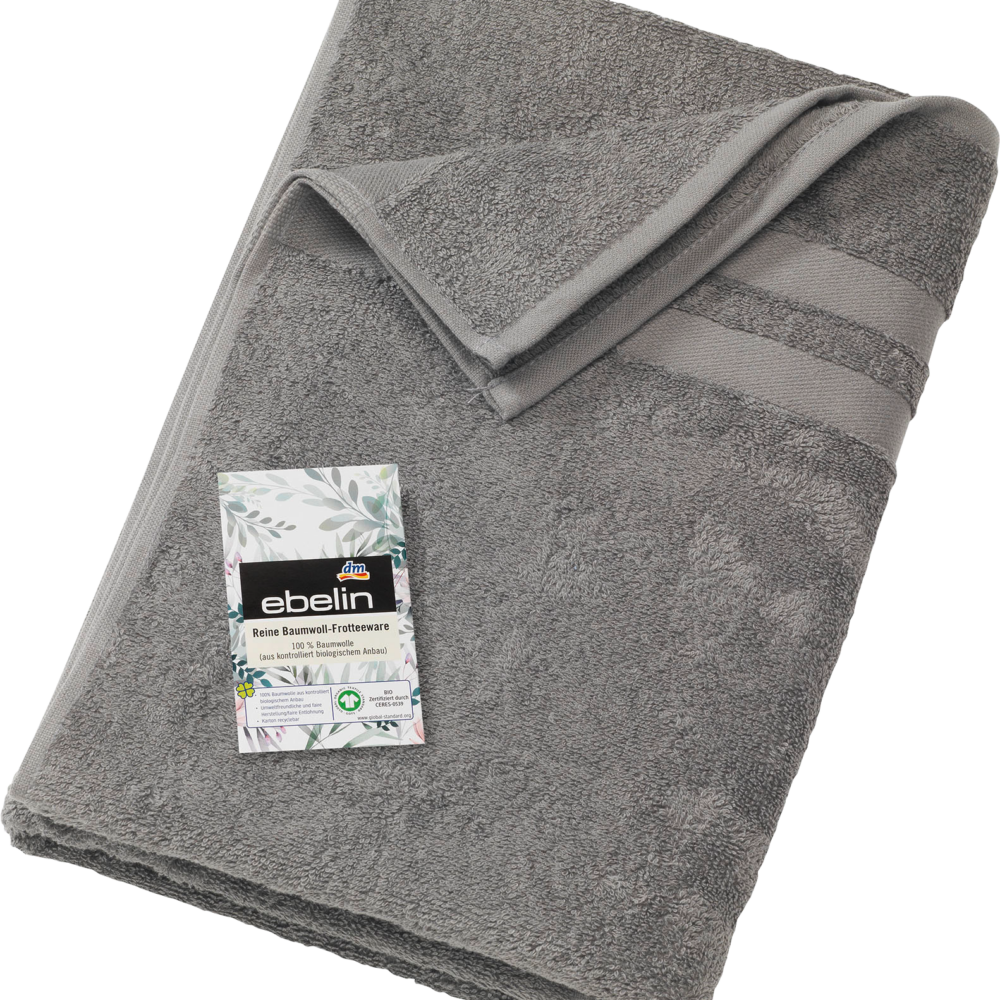 منشفة دش من قماش إيبلين رمادي تيري 100٪ قطن عضوي معتمد من GOTS، 1 قطعة