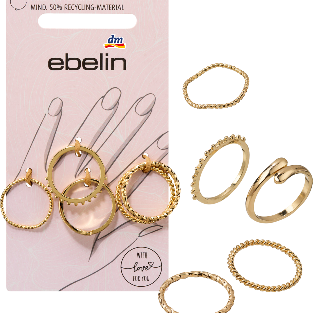 خواتم إيبلين معاد تدويرها، مظهر ذهبي، 5 قطع