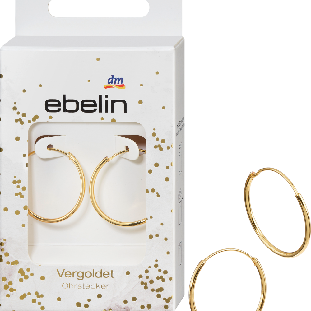 أقراط Ebelin hoop مجوهرات كلاسيكية مطلية بالذهب ، 2 قطعة