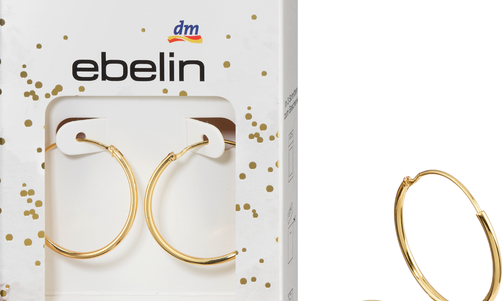 أقراط Ebelin hoop مجوهرات كلاسيكية مطلية بالذهب ، 2 قطعة