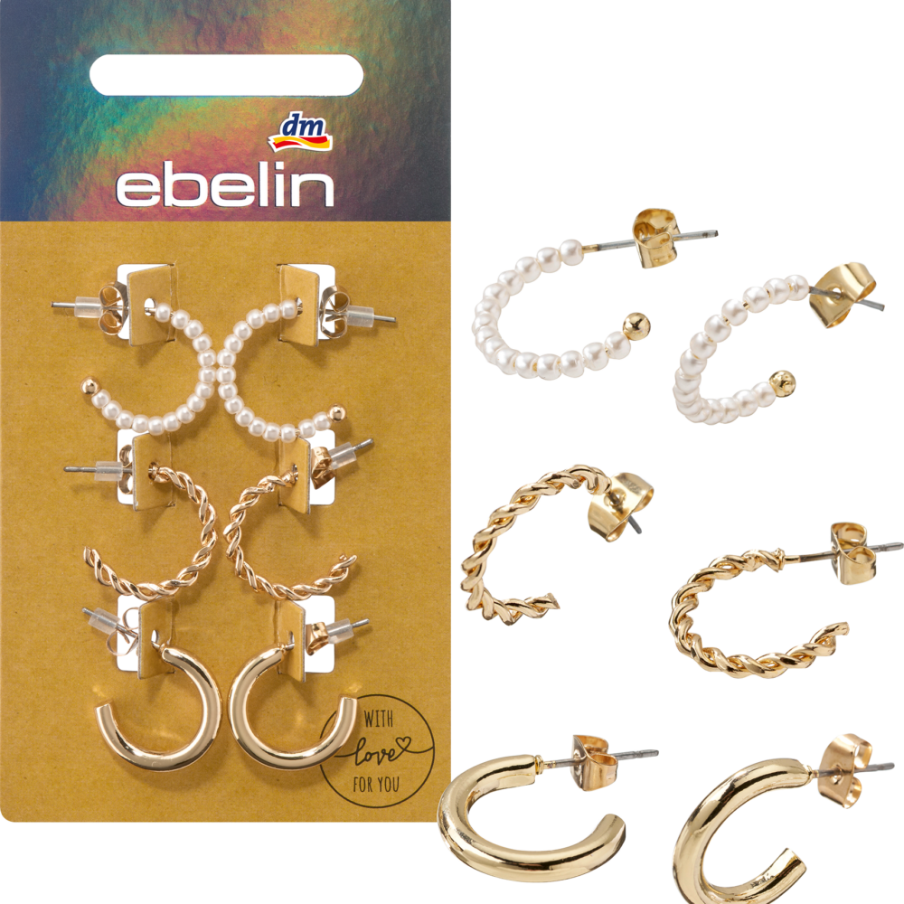 إيبلين أقراط هوب باللؤلؤ، نظرة ذهبية، 6 قطع