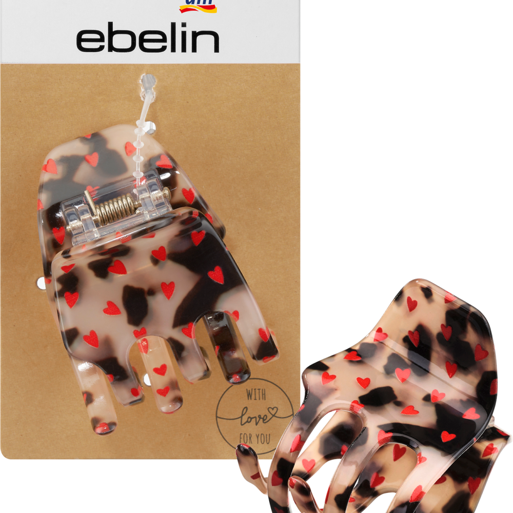 مشبك شعر إبلين بطبعة قلب، 1 قطعة