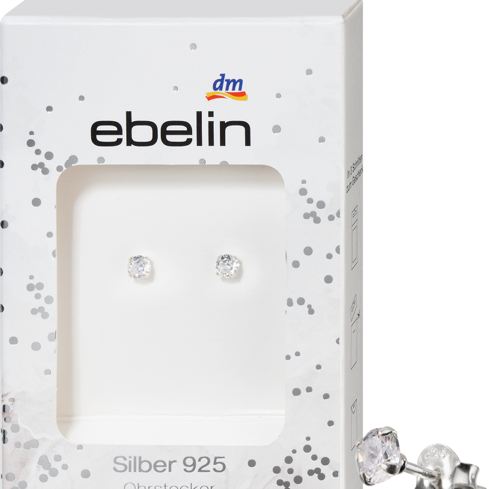 أقراط إيبلين 925 فضي بحجر الراين، 2 قطعة