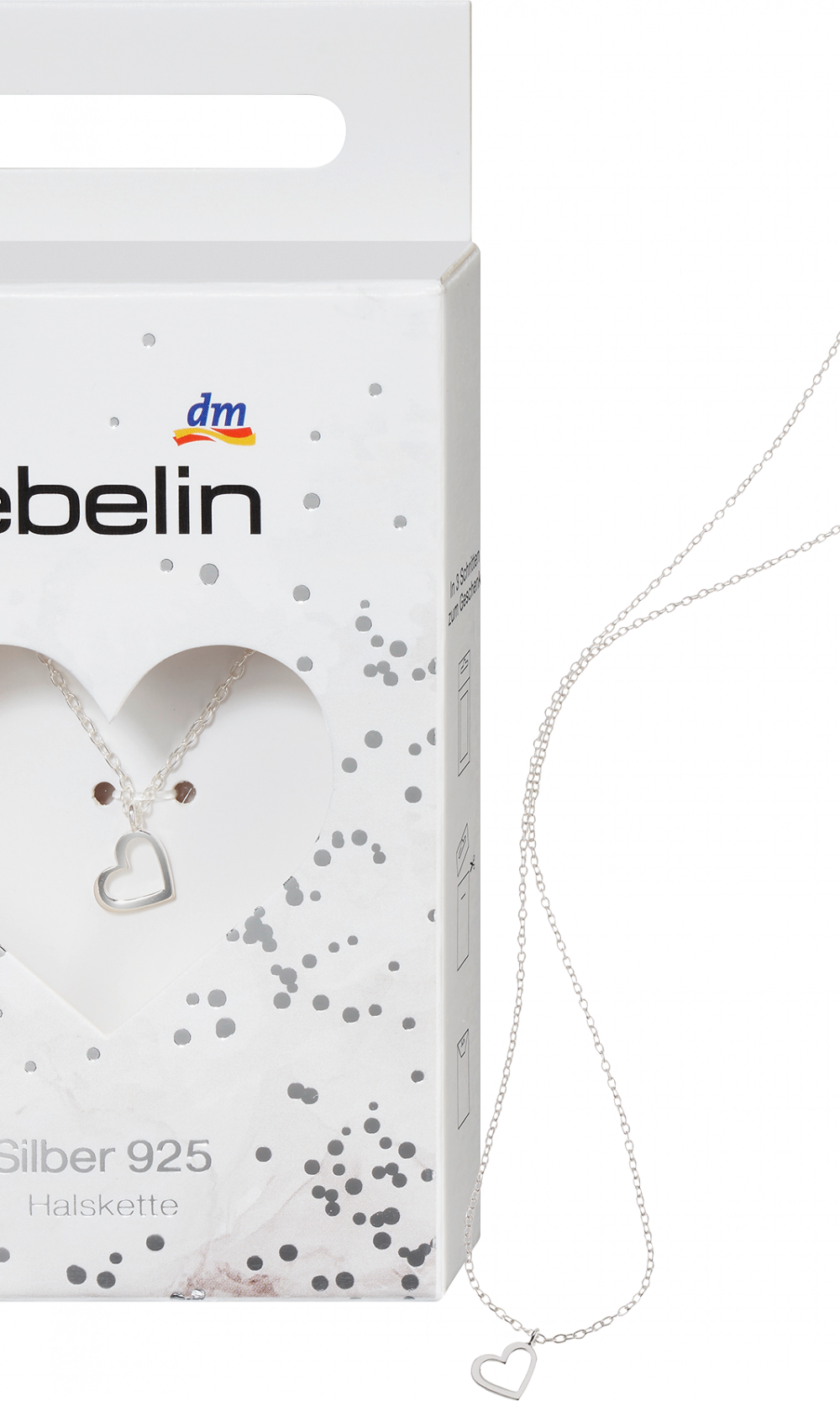 قلادة إيبلين 925 فضي مع قلادة قلب، 1 قطعة