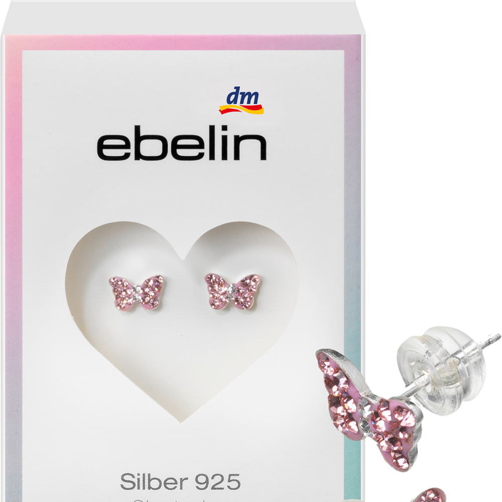 إيبلين أقراط مرصعة بفراشة أطفال 925 فضي، 2 قطعة