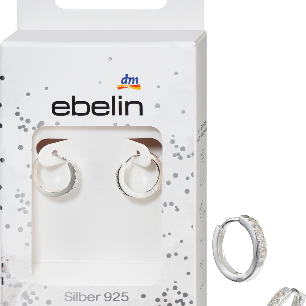 أقراط هوب من إيبلين بأحجار زركونيا 925 فضة، 2 قطعة