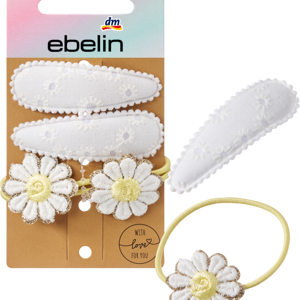 إيبلين مشابك الشعر وربطات الشعر ديزي أبيض، 4 قطع