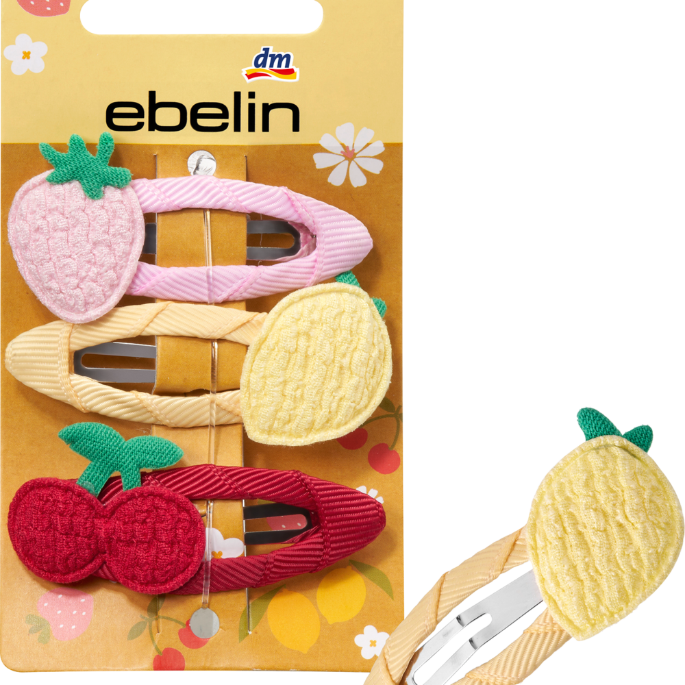 إيبلين كليبس للشعر فراولة، ليمون، كرز، 3 قطع