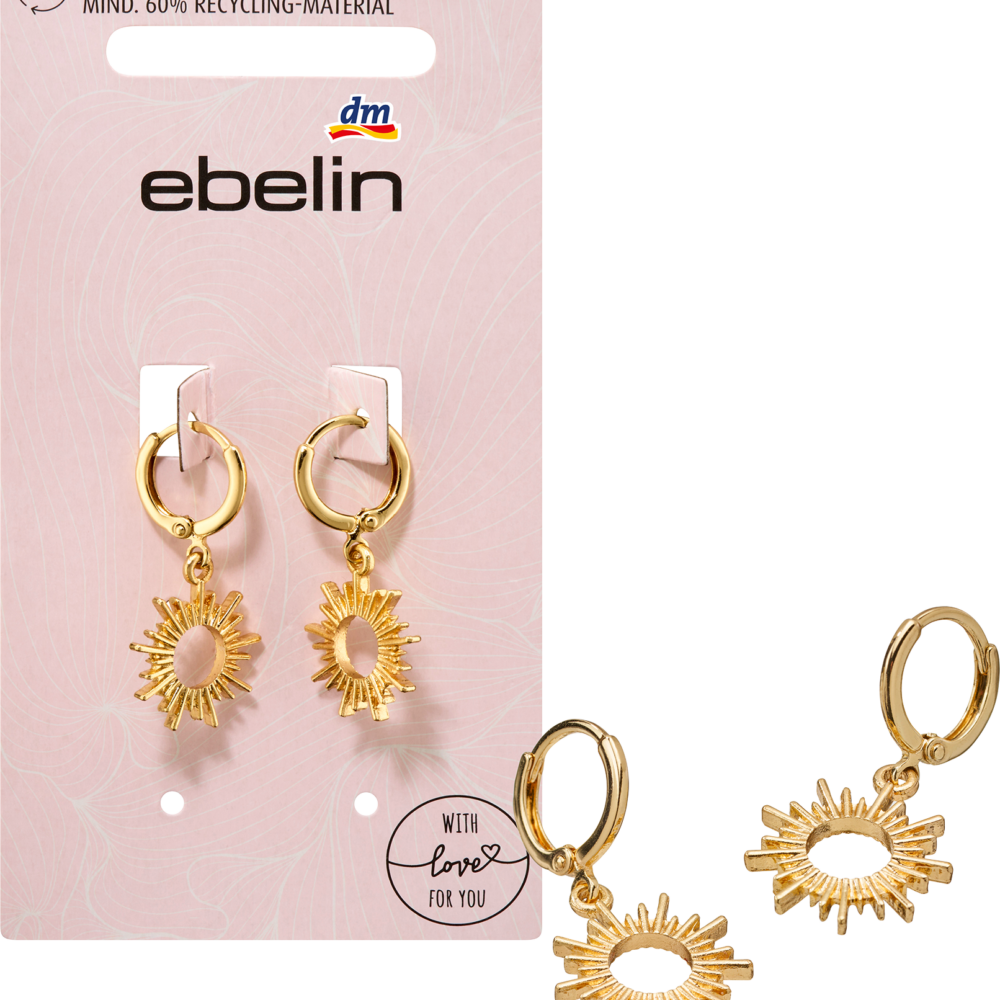 إيبلين هوب أقراط معاد تدويرها قلادة شمسية ، ذهبي المظهر ، 2 قطعة