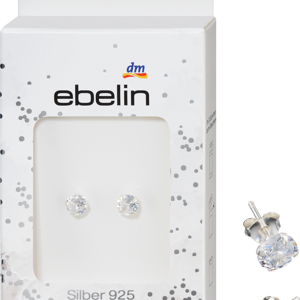 إيبلين أقراط مرصعة حجر الراين 925 فضي، 2 قطعة