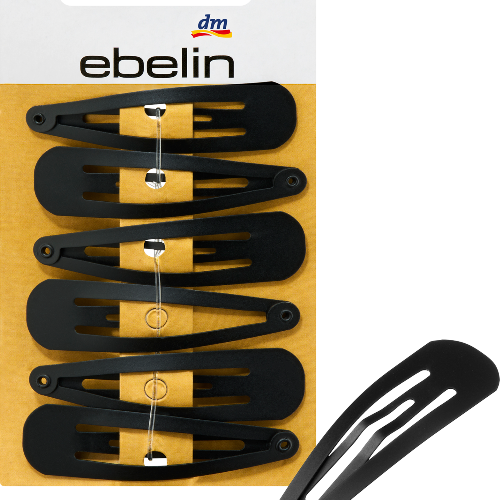 إيبلين مشابك شعر وسط أسود، 6 قطع