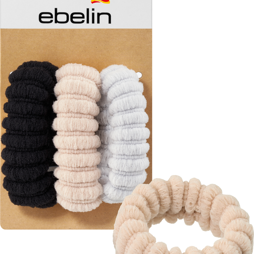 إيبلين ربطة شعر مضلعة أسود، بيج، رمادي، 3 قطع