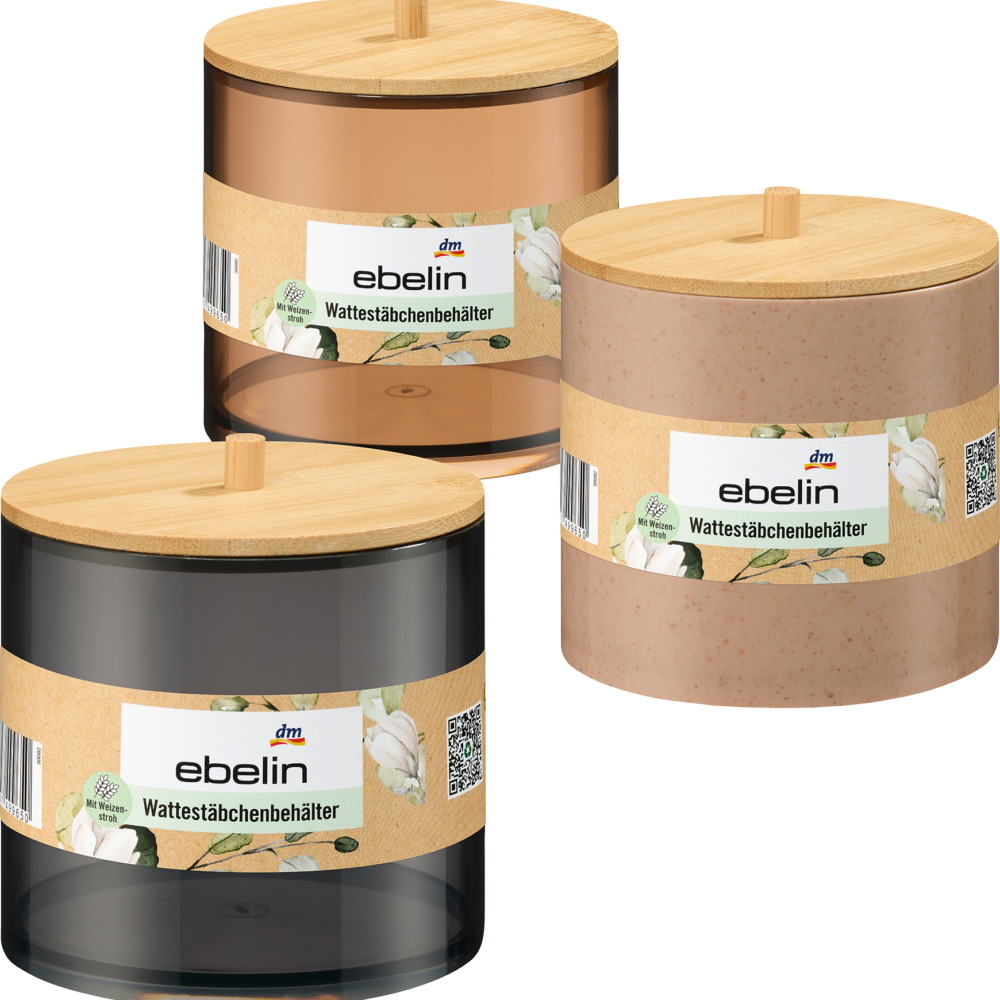 حاوية مسحة قطنية من ebelin بغطاء من الخيزران ، 1 قطعة