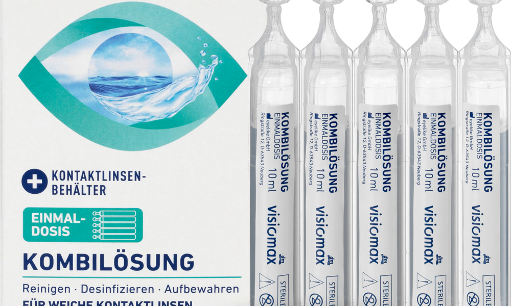 محلول VISIOMAX مركب جرعة واحدة للعدسات اللاصقة اللينة ، مع علبة العدسات اللاصقة ، 15 × 10 مل ، 150 مل جهاز طبي