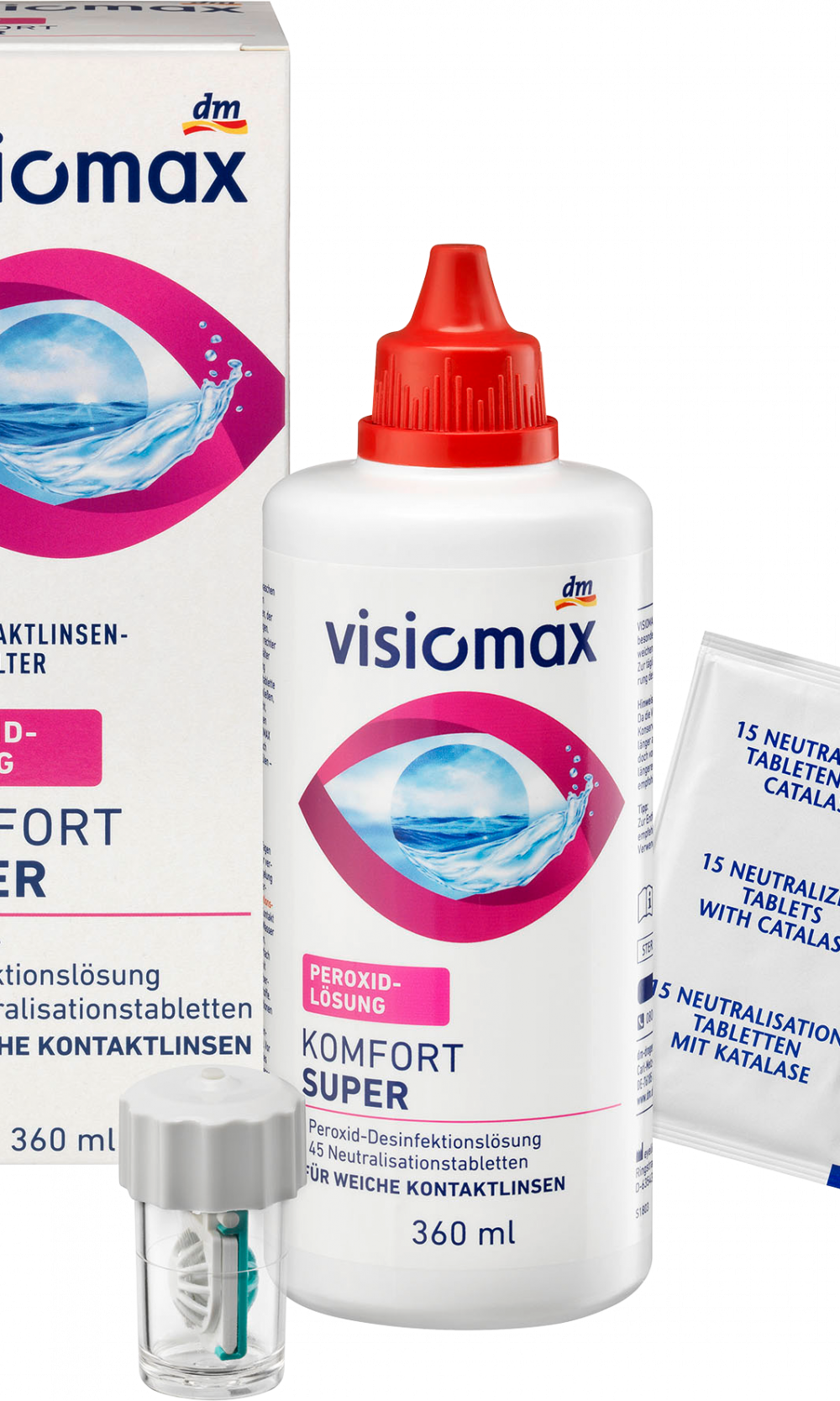 VISIOMAX بيروكسيد سولوشن كومفورت سوبر للعدسات اللاصقة الناعمة ، مع علبة العدسات اللاصقة ، 360 مل جهاز طبي