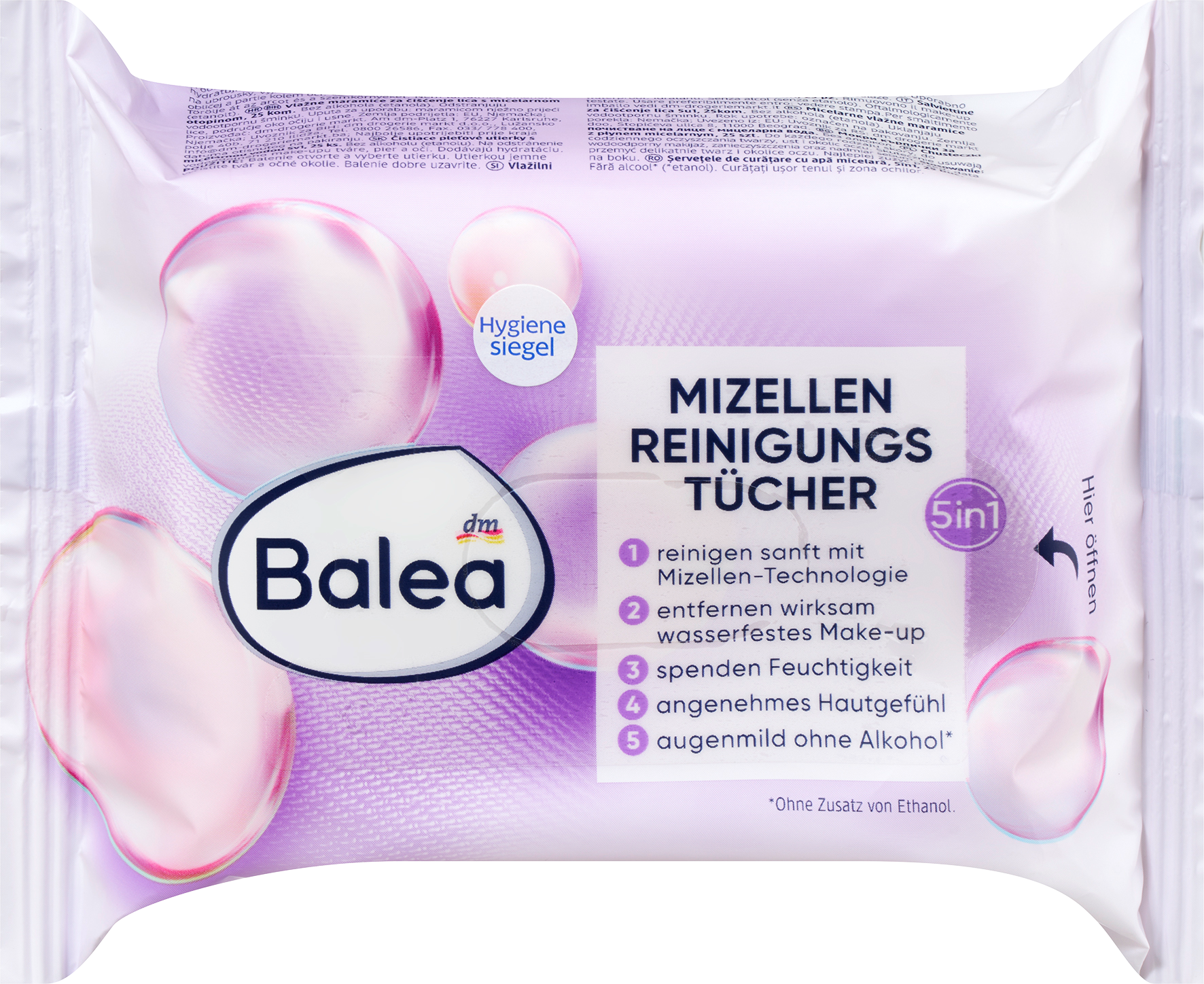 Balea مناديل ميسيلار المبللة المنظفة، 25 قطعة