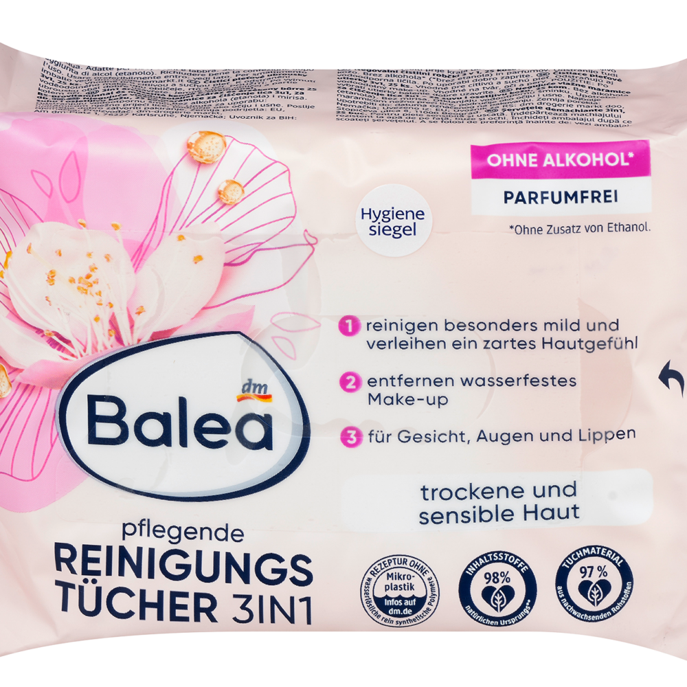 باليا مناديل مبللة لإزالة المكياج 3 في 1 ، 25 قطعة