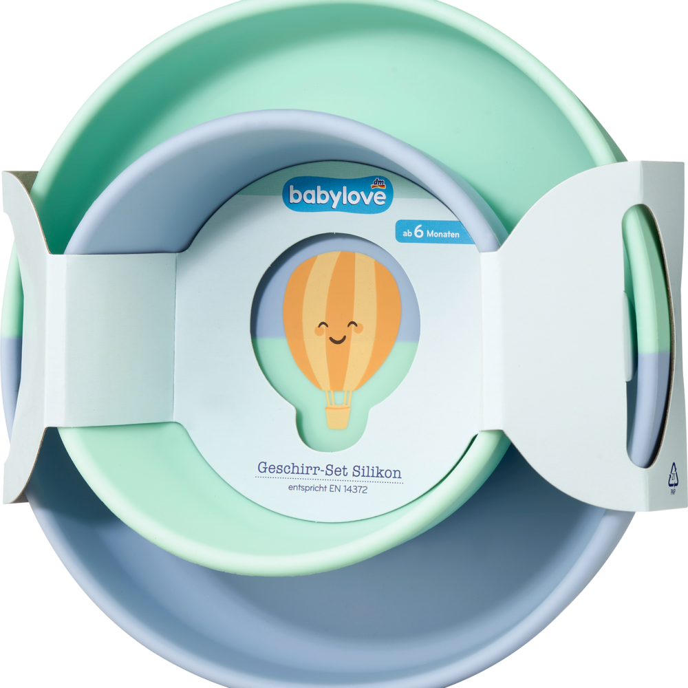 بيبي لوف طقم أدوات مائدة سيليكون بالون الهواء الساخن 2 قطعة، 1 قطعة