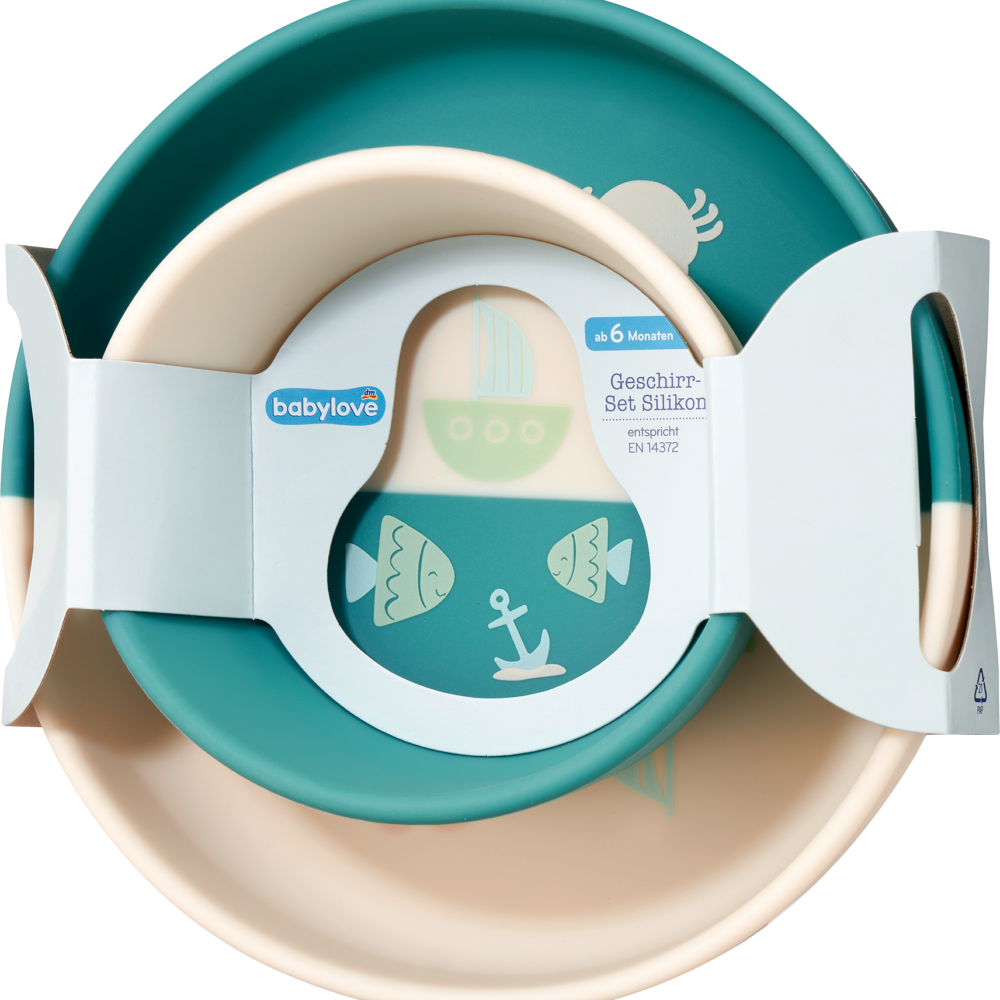 بيبي لوف طقم أدوات مائدة سيليكون ماريتايم 2 قطعة، 1 قطعة