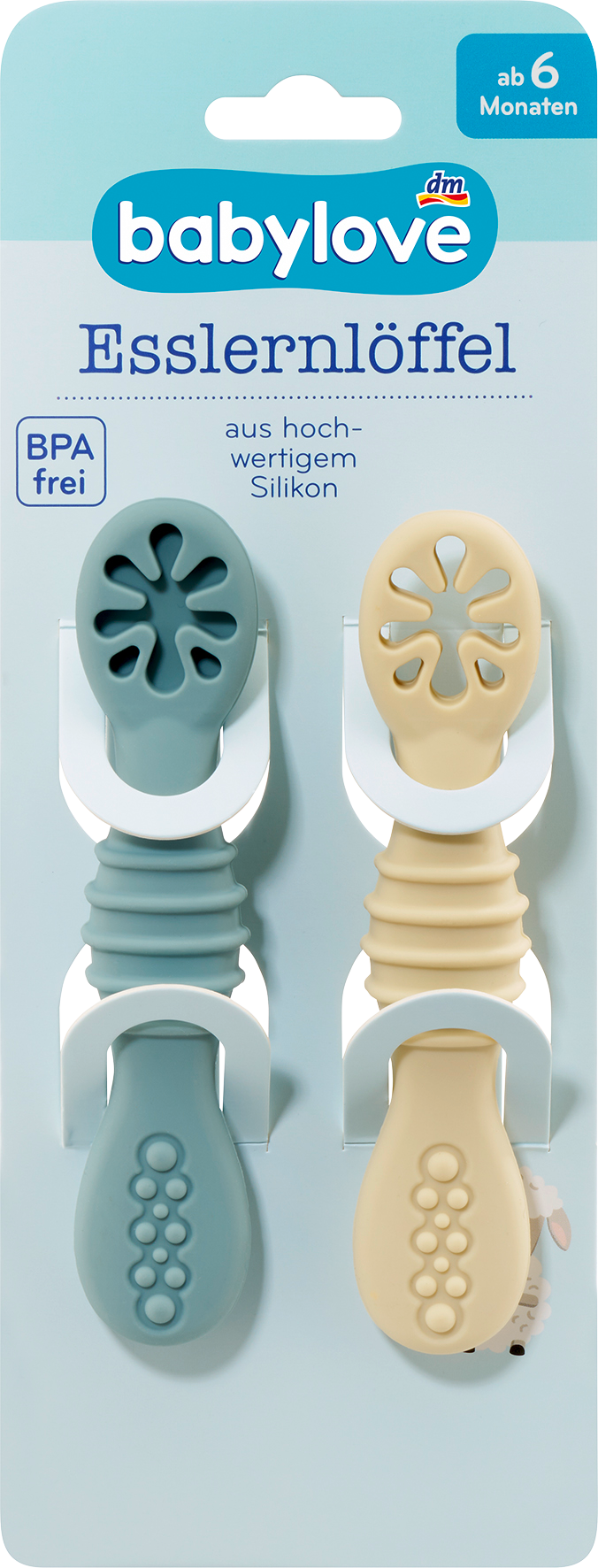 بيبي لوف ملعقة عشاء أزرق/بيج، 2 قطعة