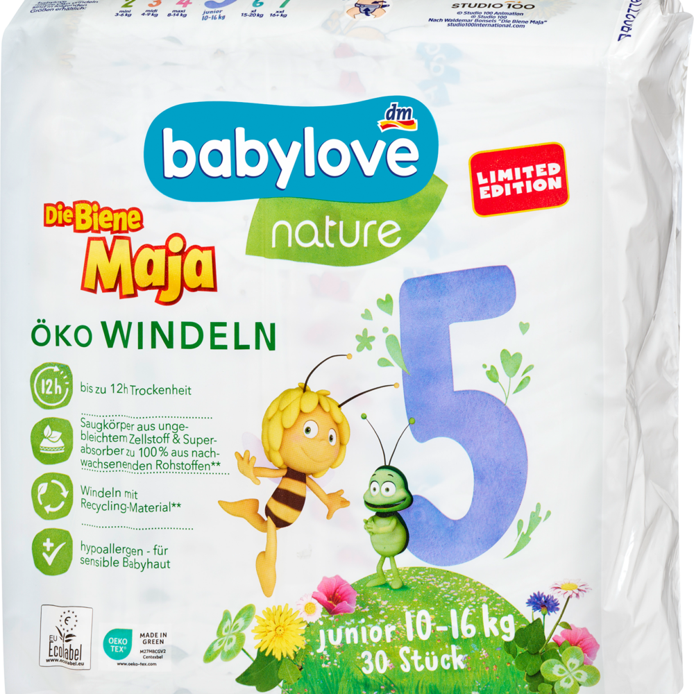 بيبي لوف حفاضات الطبيعة مايا ذا بي مقاس 5 جونيور (10-16 كجم)، 30 قطعة
