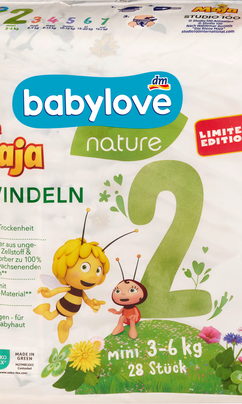 بيبي لوف نايتشرحفاضات مايا ذا بي مقاس 2 ميني (3-6 كجم)، 28 قطعة