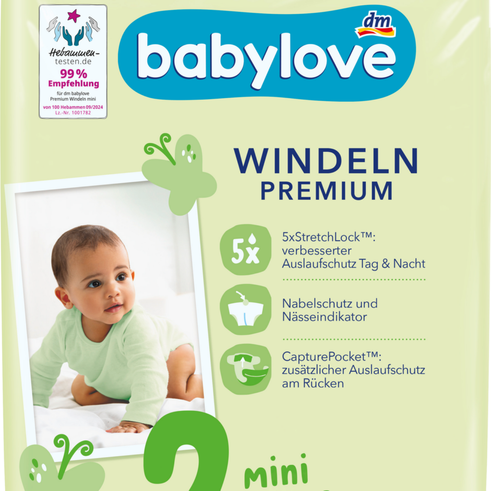 حفاضات بيبي لوف مقاس بريميوم 2 ميني (3-6 كجم)، 42 قطعة