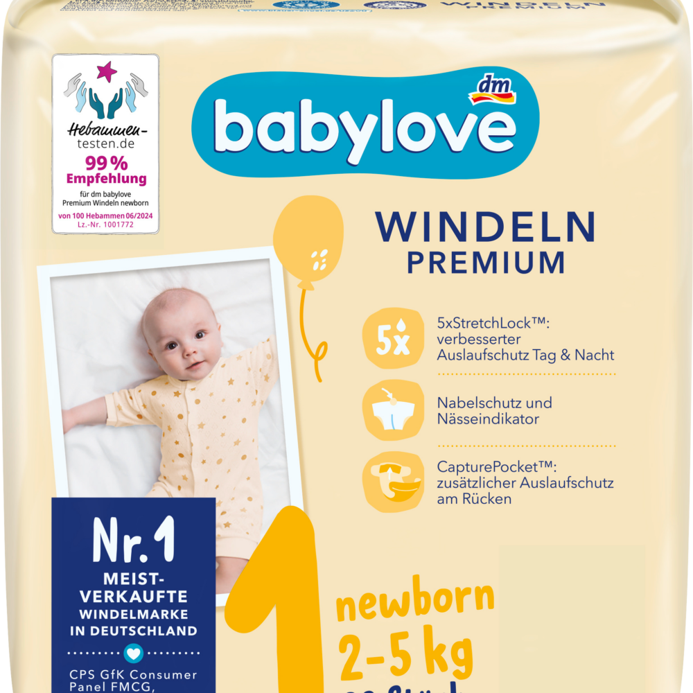 بيبي لوف حفاضات بريميوم مقاس 1 حديثي الولادة (2-5 كجم)، 28 قطعة