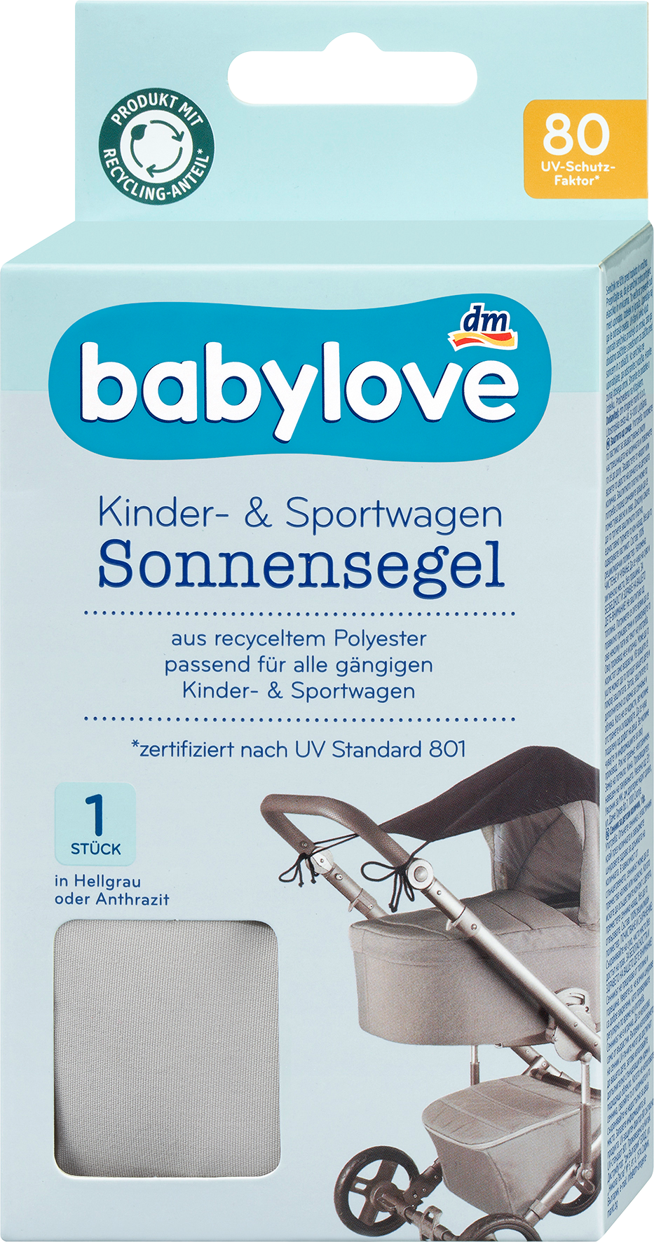 بيبي لوف شراع شمس لعربة أطفال رمادي فاتح، 1 قطعة