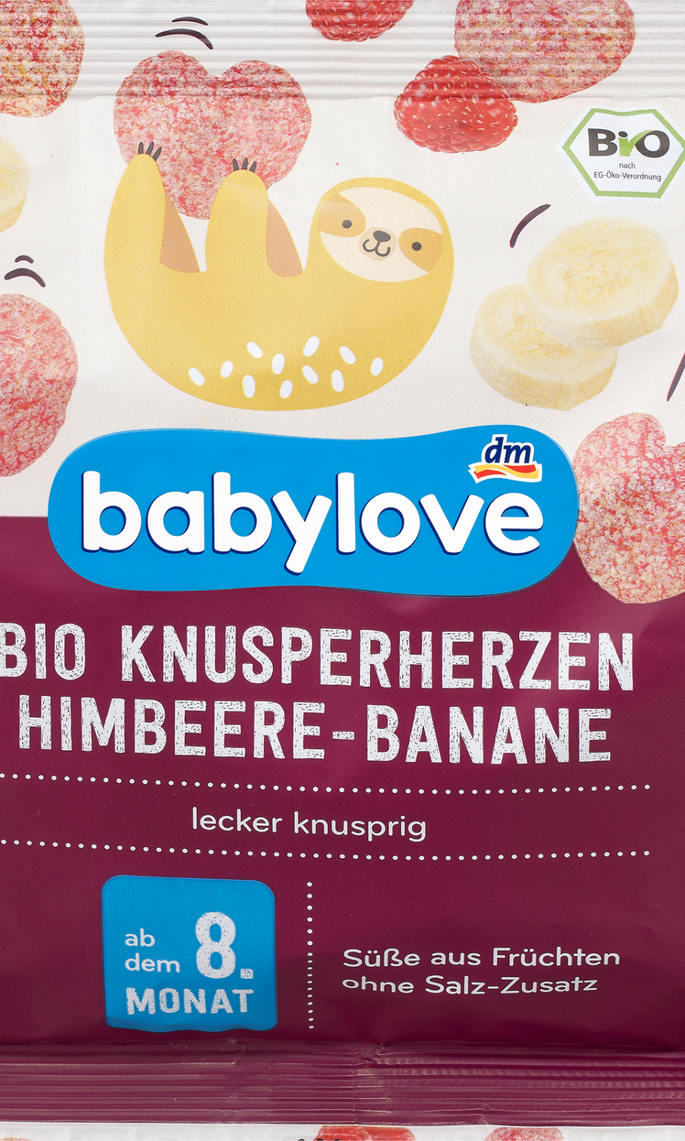 بيبي لوف سناك بيبي هارتشي هارتس توت العليق والموز ، من الشهر 8 ، 30 جرام طعام تكميلي