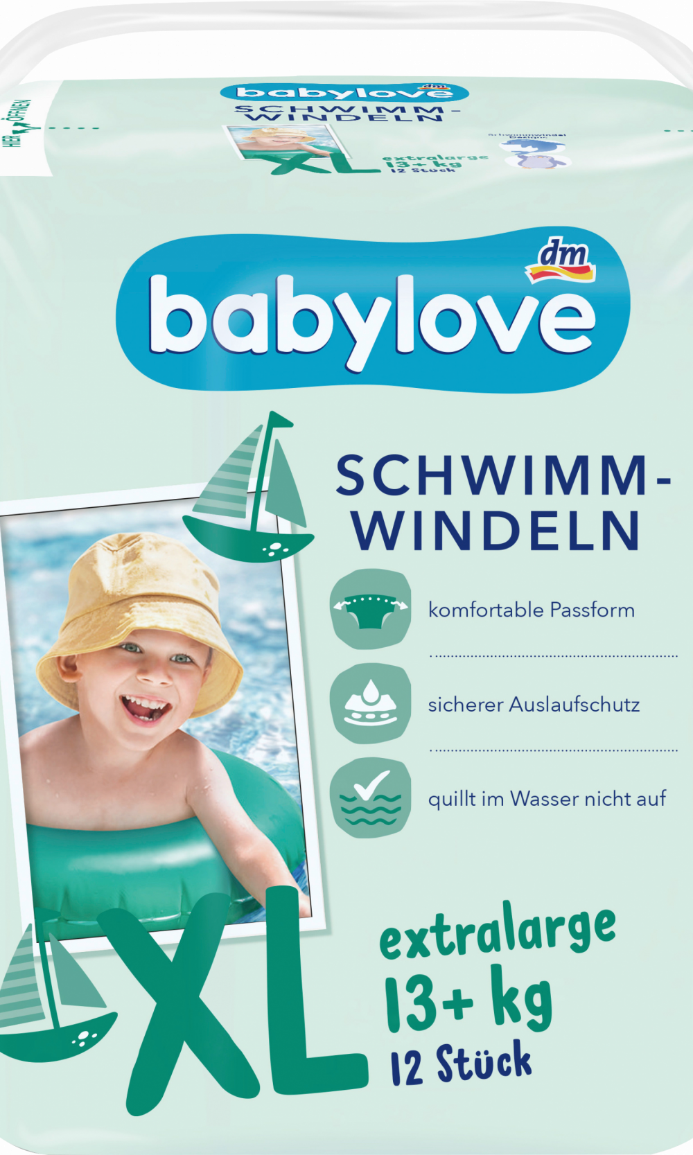 بيبي لوف حفاضات السباحة XL، 12 قطعة