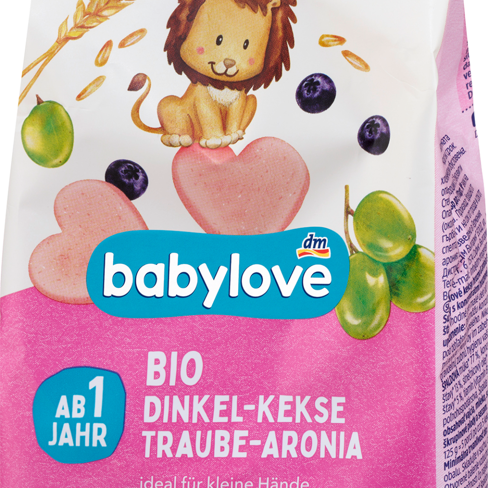 بيبي لوف بسكويت أطفال عنب أرونيا من 1 سنة، 125 جرام طعام تكميلي