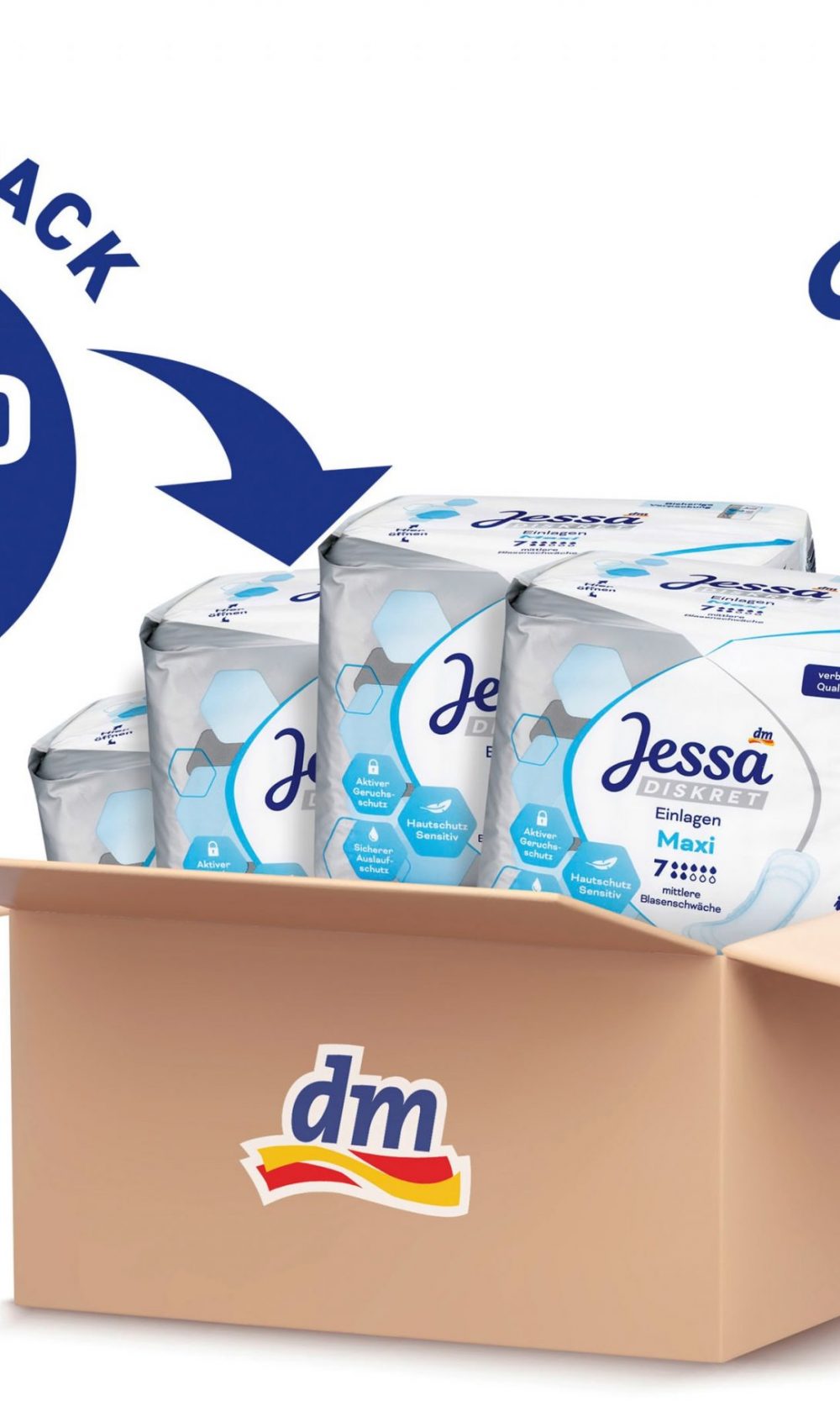 Jessa DISCREETعبوة ماكسي لسلس البول (12 × 10 قطعة) ، 120 قطعة جهاز طبي