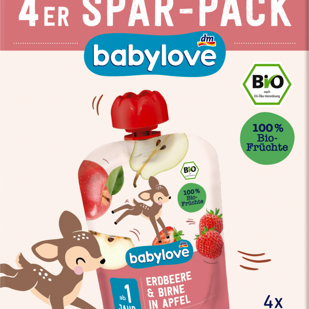 بيبي لوف ضغط الفراولة والكمثرى في التفاح من 1 سنة، 400 غرام