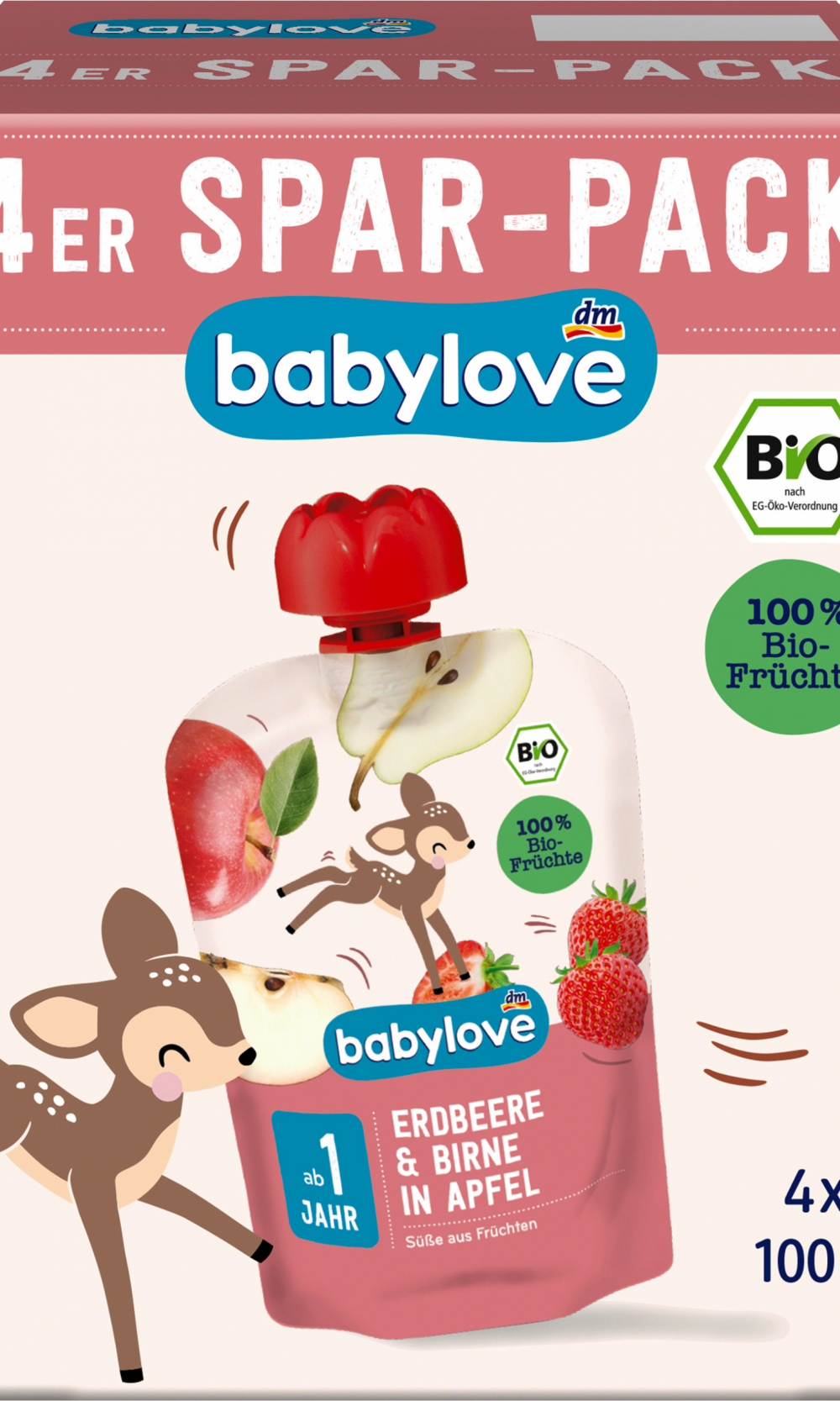 بيبي لوف ضغط الفراولة والكمثرى في التفاح من 1 سنة، 400 غرام