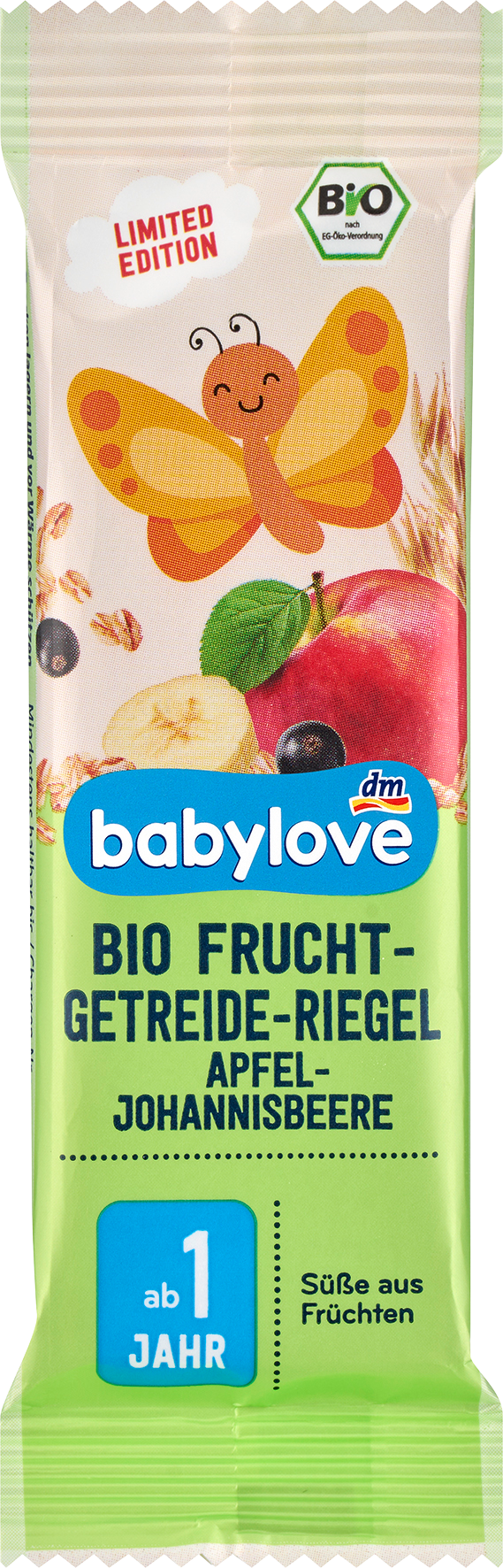 بيبي لوف لوح الفاكهة والحبوب التفاح والكشمش من 1 سنة، 25 جرام طعام تكميلي