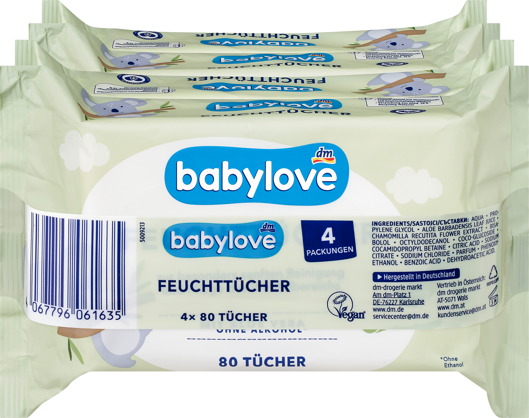 بيبي لوف مناديل مبللة (4 × 80 قطعة) ، 320 قطعة