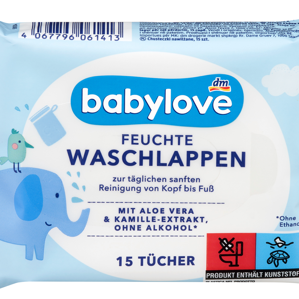 بيبي لوف مناشف مبللة، 15 قطعة