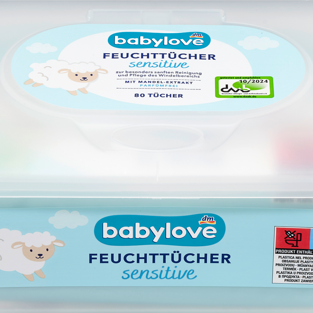 بيبي لوف علبة مناديل مبللة للحساسية، 80 قطعة
