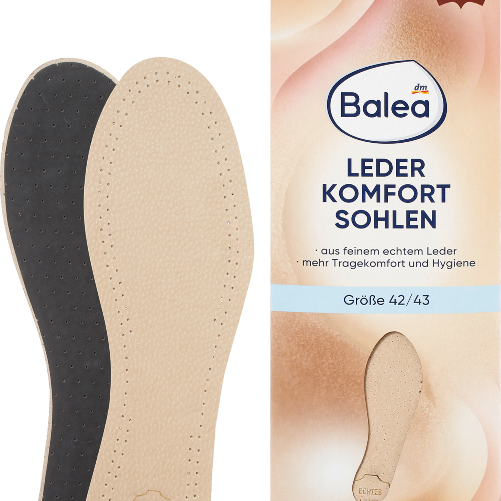 باليا نعال داخلية جلد مقاس 42/43 (1 زوج)، 2 قطعة