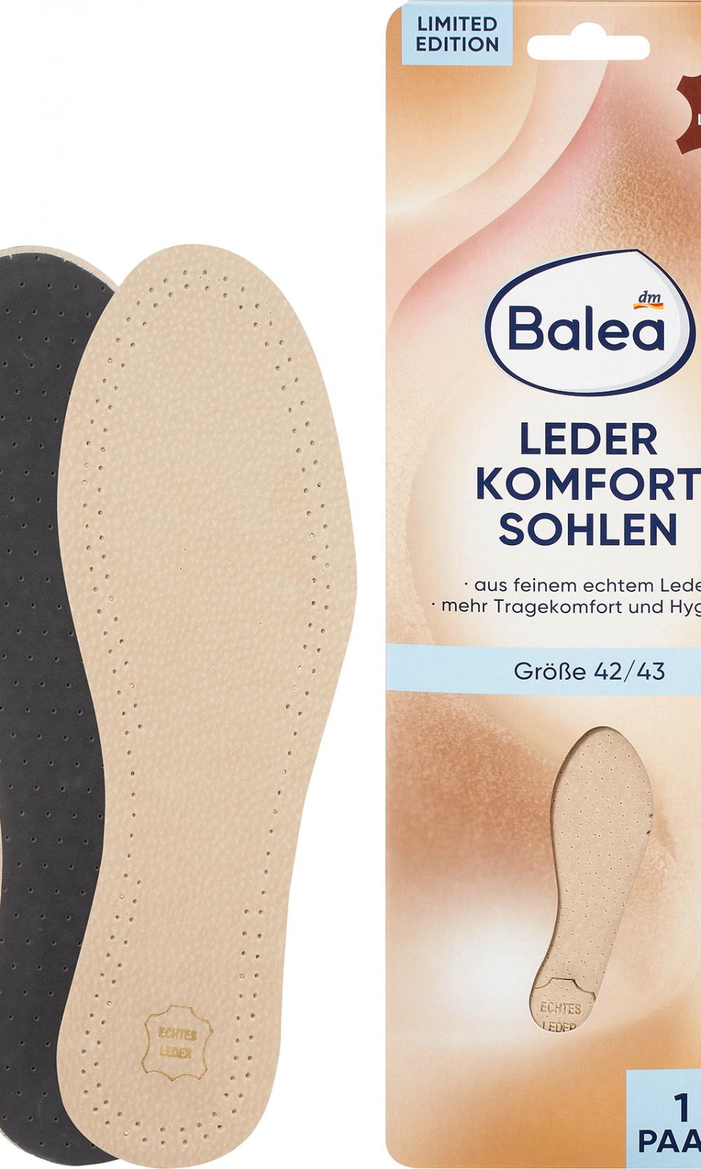 باليا نعال داخلية جلد مقاس 42/43 (1 زوج)، 2 قطعة