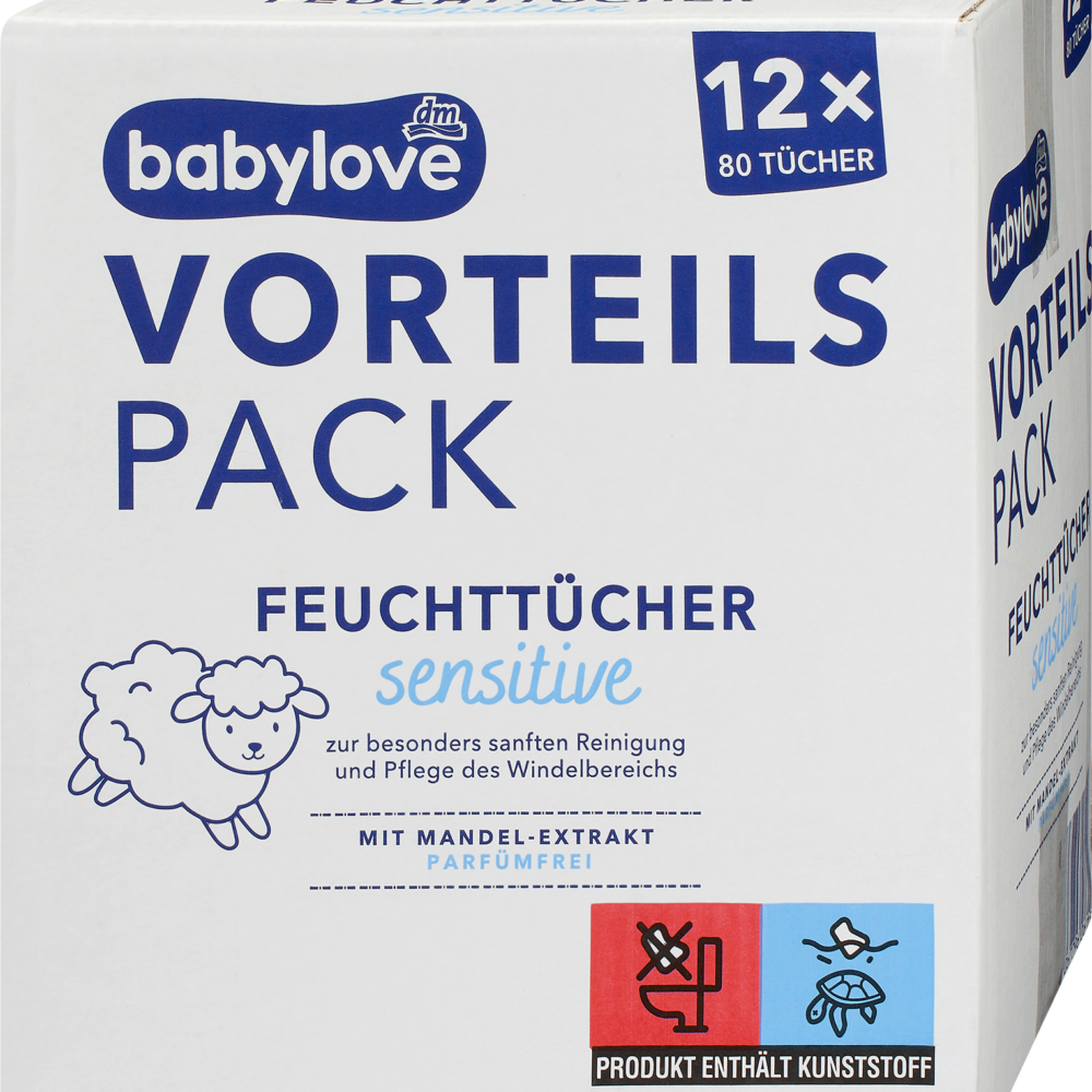 بيبي لوف مناديل مبللة للبشرة للبشرة الحساسة (12 × 80 قطعة)، 960 قطعة