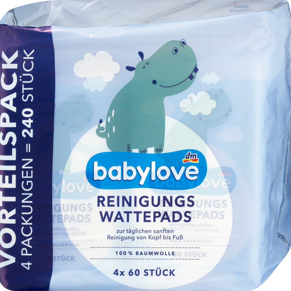 بيبي لوف فوط قطنية للتنظيف (4 × 60 قطعة) ، 240 قطعة
