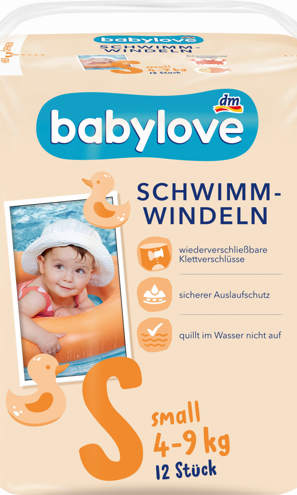 بيبي لوف حفاضات سباحة مقاس S (4-9 كجم)، 12 قطعة