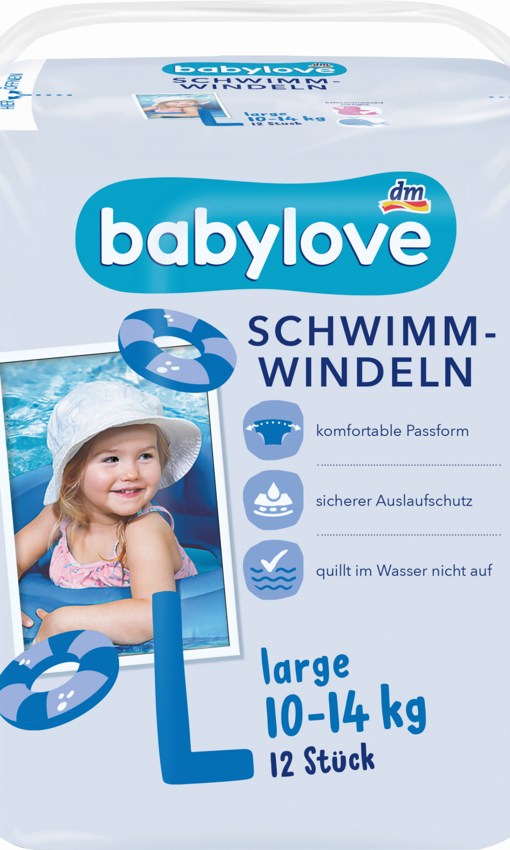 بيبي لوف حفاضات سباحة مقاس L (10 - 14 كجم) ، 12 قطعة