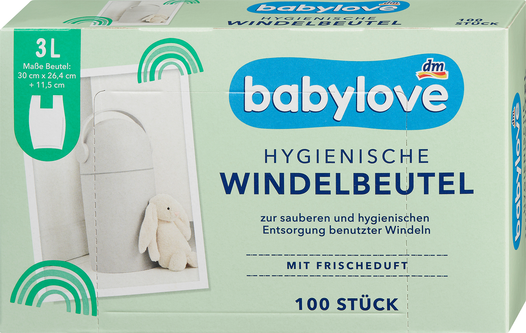 أكياس حفاضات بيبي لوف برائحة منعشة، 100 قطعة