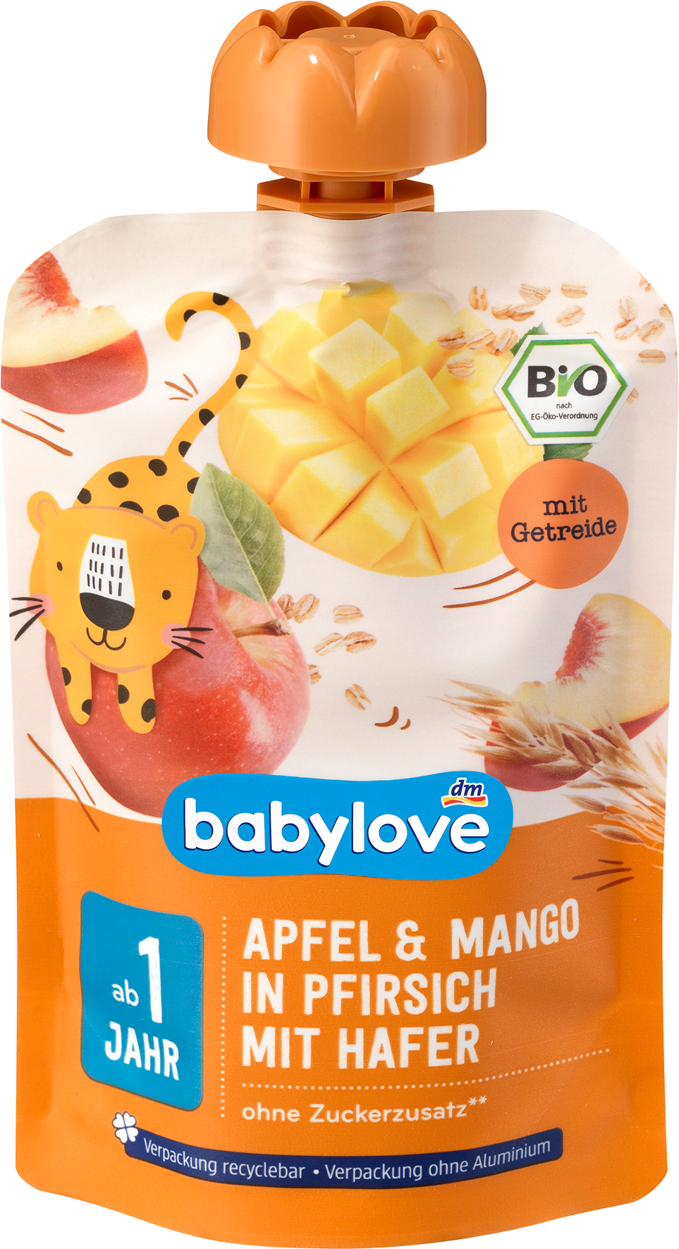 بيبي لوف كيتشي، التفاح والمانجو في الخوخ مع الشوفان قابل لإعادة التدوير من سنة واحدة، 100 جرام طعام تكميلي