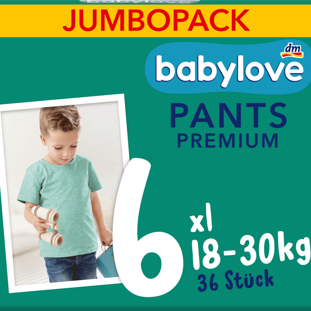 بيبي لوف بنطلون أطفال مقاس بريميوم 6 XL (18-30 كجم)، عبوة جامبو، 36 قطعة