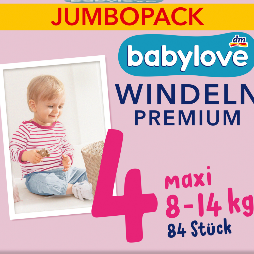 حفاضات بيبي لوف مقاس 4 ماكسي (8-14 كجم)، عبوة جامبو، 84 قطعة