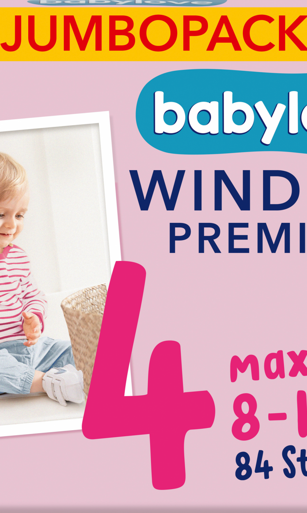 حفاضات بيبي لوف مقاس 4 ماكسي (8-14 كجم)، عبوة جامبو، 84 قطعة